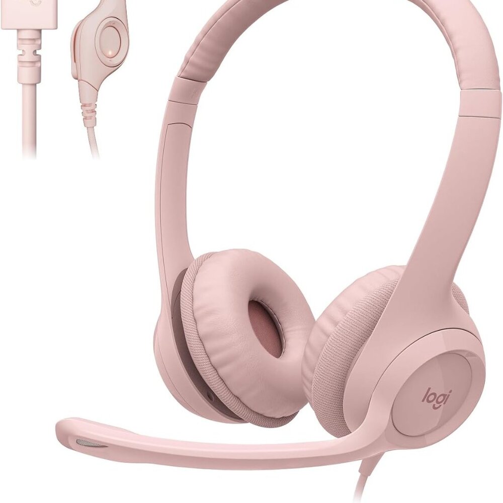Logitech H390 Wired USB Headset with Noise-Cancelling Mic - Rose